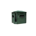 The Big Country Platinum 360° 6X7 is a green, hexagonal deer hunting blind with rectangular and oval windows and "REDNECK" above the openings, available from your trusted Redneck dealer in Michigan. - Michigan Hunting Blinds